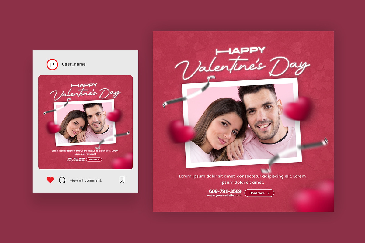 Happy Valentine's Day Post Template, a Social Media Template by Saman Osama (Photo 1 of 3)