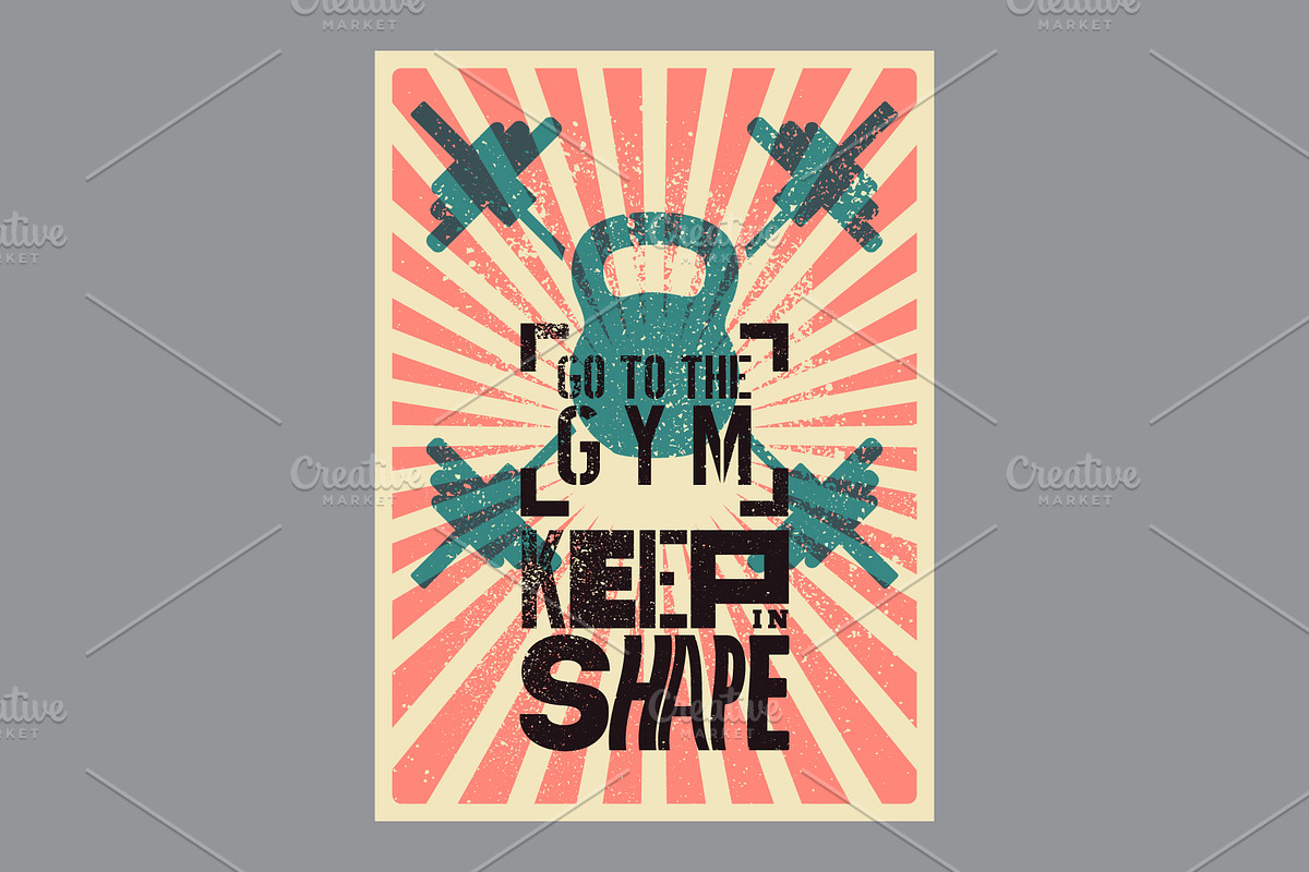 Gym vintage vector poster set., a Sport Illustration by PoPaShop (Photo 3 of 6)