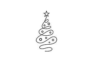 Spiral Star Line Christmas Tree, a Branding & Logo Template by Vectorium Studio