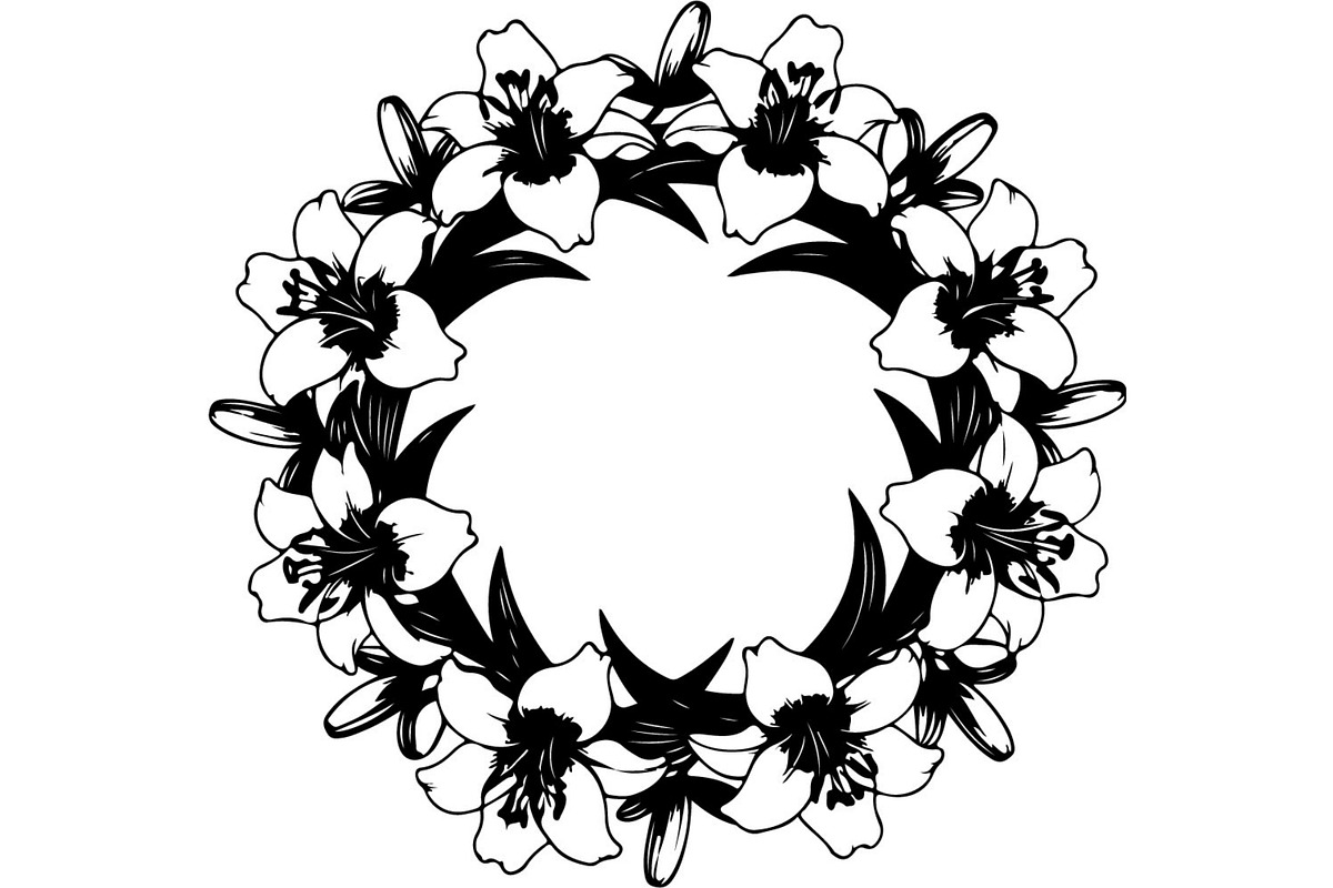 Black Floral Wreath Frame Set, an Illustration by Designer_Momina (Photo 7 of 20)