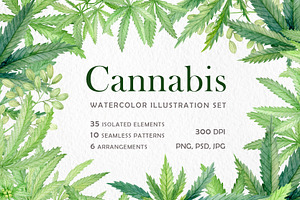 Cannabis watercolor set
