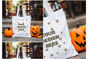 T-shirt And Totebag Halloween Mockup