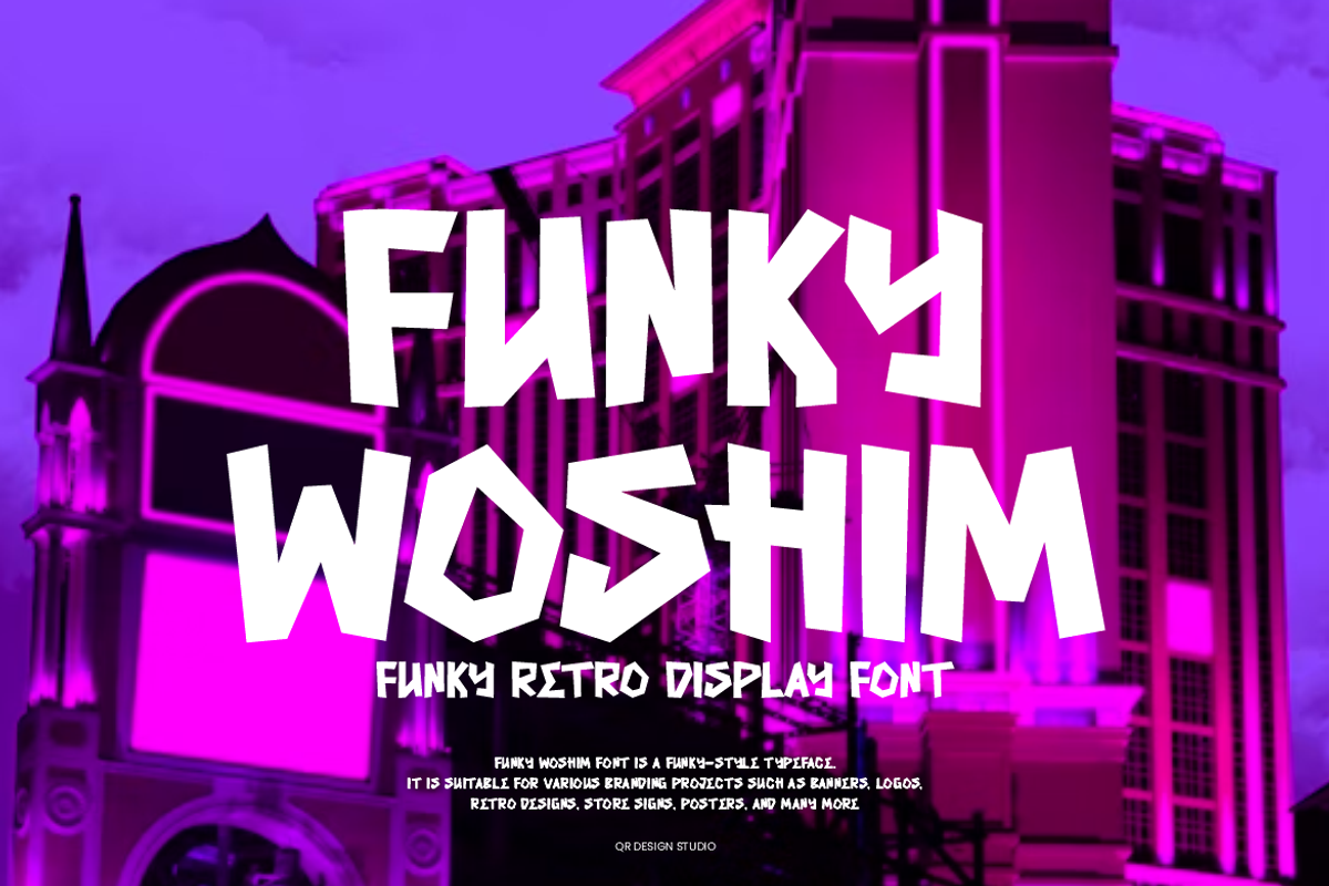 Funky Woshim - Retro Font, a Handwritten Font by QR Design Studio (Photo 1 of 7)