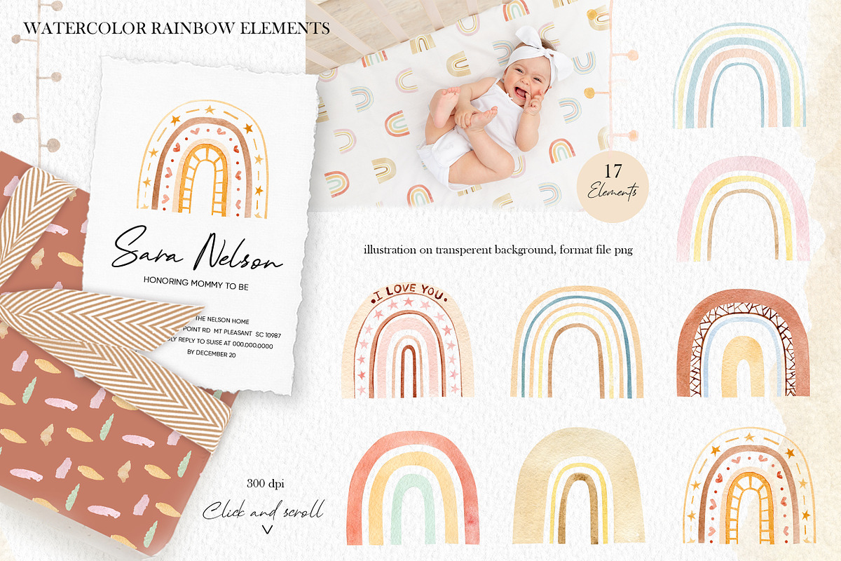Watercolor rainbow abstract cute, an Illustration by AnnaTkachi (Photo 2 of 8)