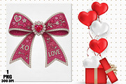 Rhinestone Valentines Bow Png, an Illustration by Daily.Designs (Thumbnail 4 of 5)