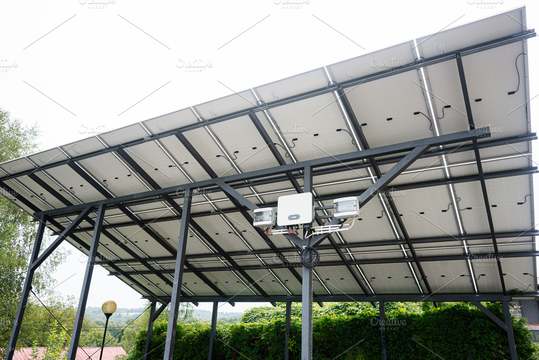 Solar panel installation on a steel structure in Rzeszow, Poland, a Photo by AS photostudio