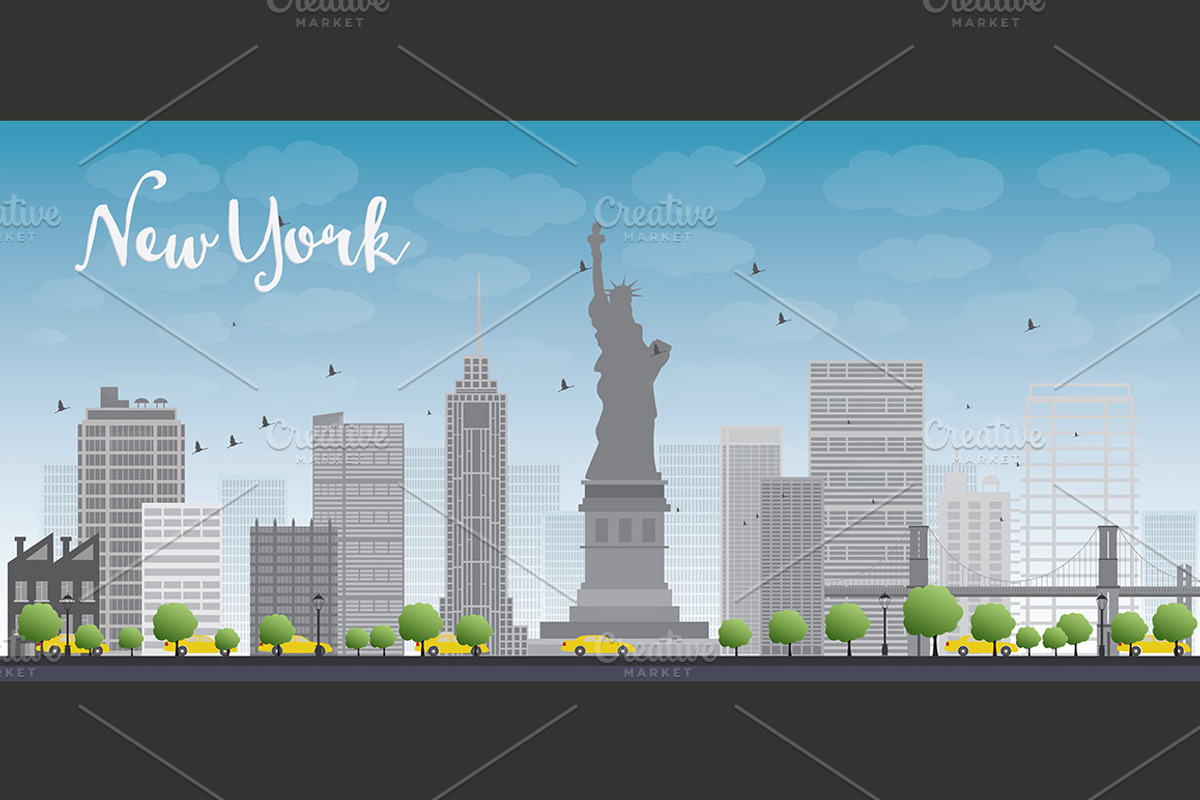 New York city skyline, a Work Illustration by Booblgum