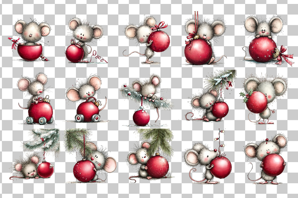 Christmas Mouse Bauble PNG, a Seasonal Illustration by Nicolle's Colorful Art (Photo 3 of 6)