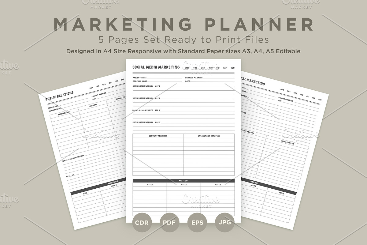 Marketing Planning Pages Set V-11, a Stationery Template by shahsoft (Photo 1 of 3)