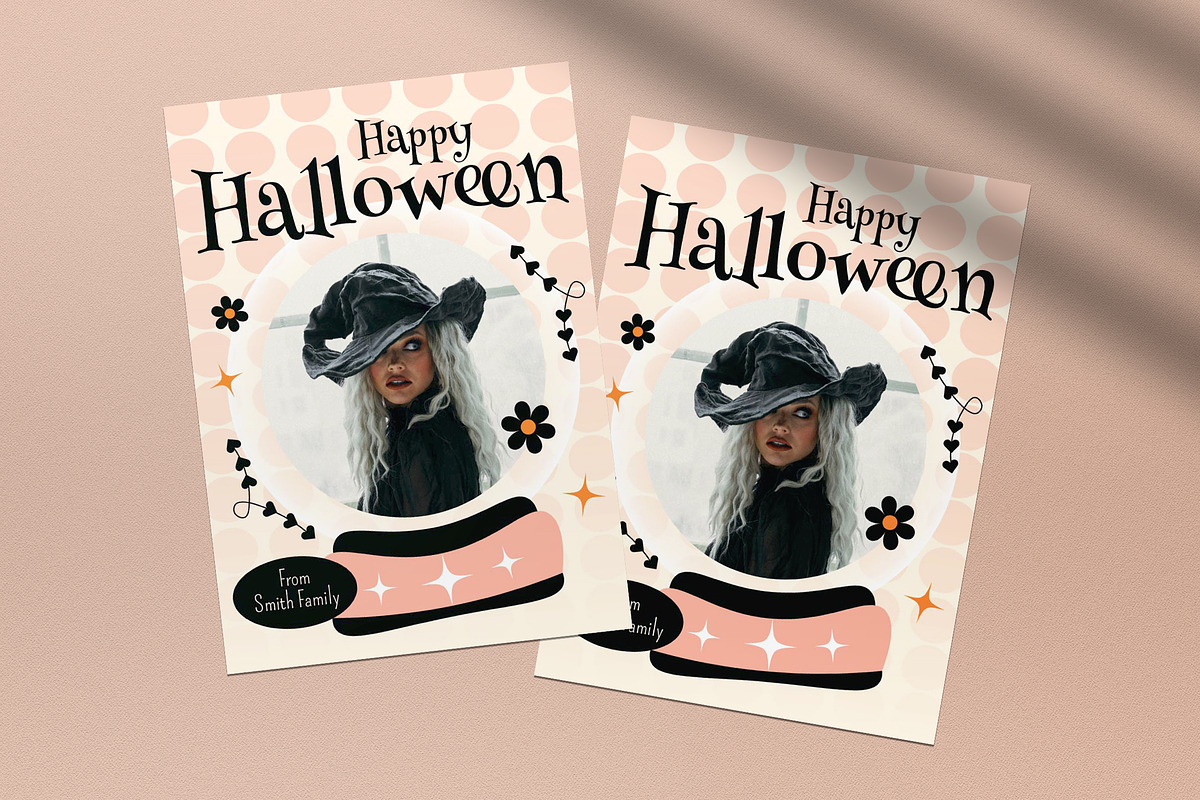 Flat Design Halloween Greeting Card, a Card Template by graphicook (Photo 2 of 4)