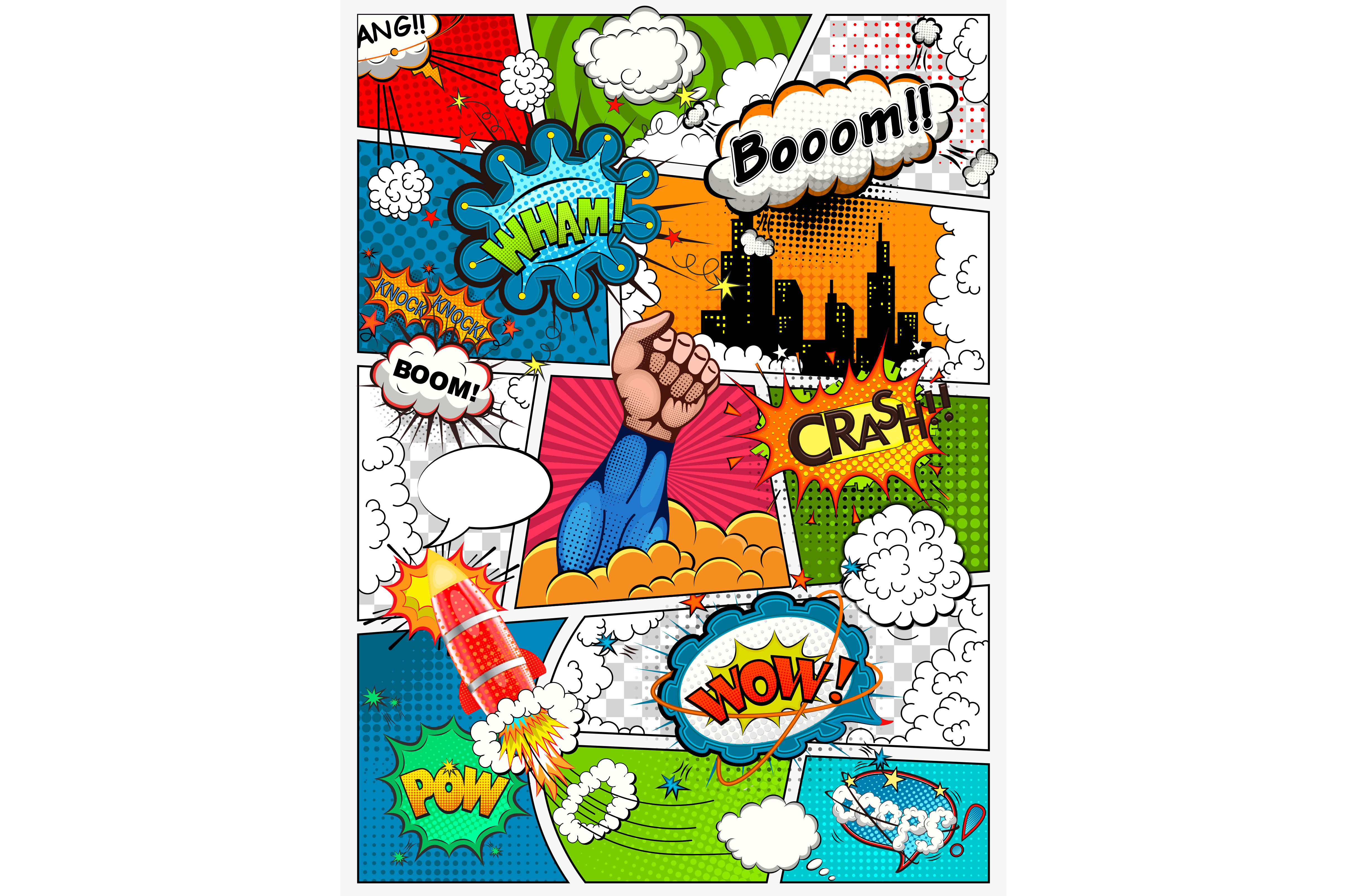 Comic book page divided by lines | Illustrations ~ Creative Market