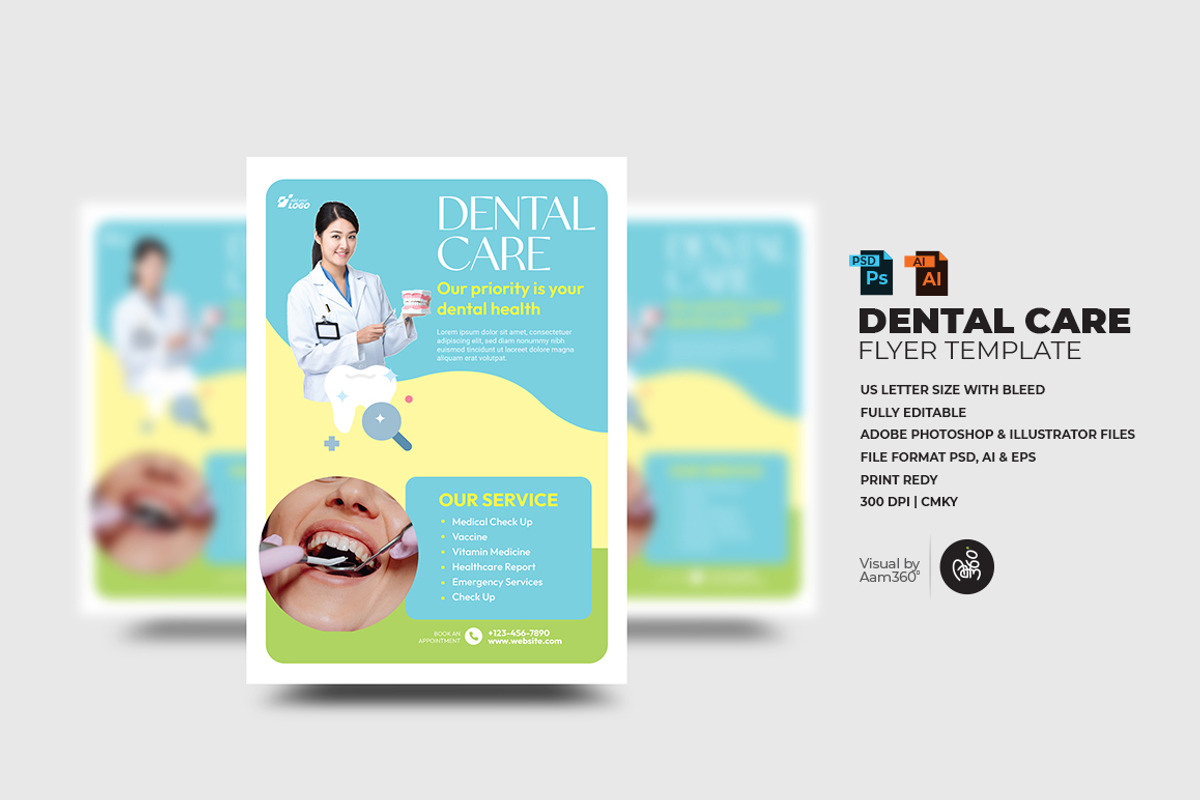 Dental Care Flyer Template, a Flyer Template by Aam360 (Photo 1 of 2)