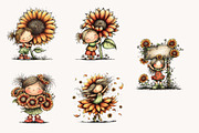 Whimsical Sunflower Girl Clipart, a Seasonal Illustration by Designworld (Thumbnail 5 of 9)