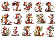 Whimsical Summer Seahorse Clipart, an Illustration by OK Design (Thumbnail 3 of 6)