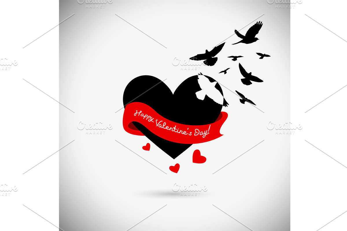 Happy Valentine's Day. Heart with, an Illustration by Nenahliadava Design