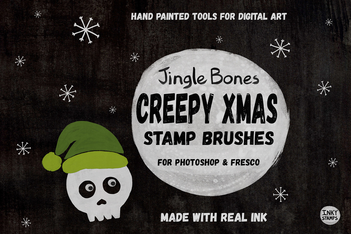 Creepy Xmas Stamp Brushes Photoshop, a Brush Add-On by INKY STAMP BRUSHES (Photo 1 of 10)