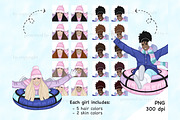 Snowy Girls Clipart, a Seasonal Illustration by GlamArtZhanna (Thumbnail 3 of 4)