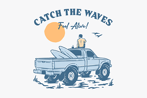 Catch the Waves, a Transportation Illustration by Mangustudio