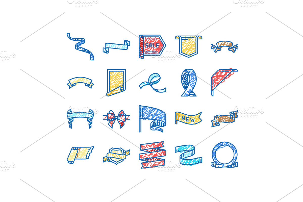 ribbon red banner design gift icons, an Object Illustration by pikepicture