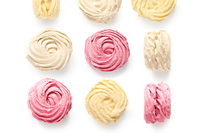 Meringues containing vanilla, top view, and conceptual