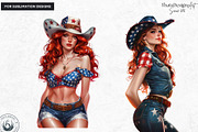Patriotic Cowgirls Clipart Set, a Person Illustration by ThatsDesignArt (Thumbnail 6 of 11)