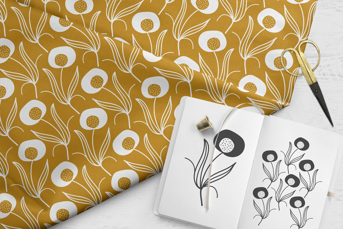 Gold & Grey Modern Floral Patterns, a Pattern Graphic by Wild Twig Co (Photo 3 of 9)