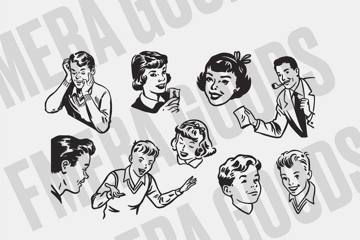 Vintage 50s Ad Bundle, an Illustration by FM Era Studio (Photo 1 of 2)
