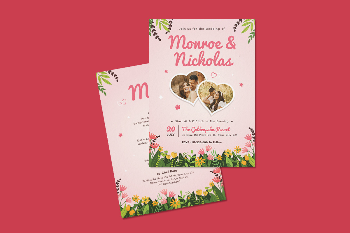 Floral Life Wedding Invitation, an Invitation Template by iDoodle Studio (Photo 4 of 4)