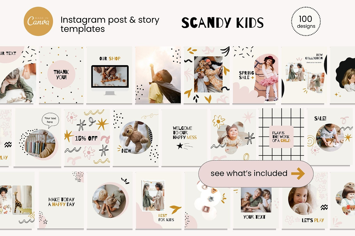 Kids Instagram Post & Stories Canva, a Social Media Template by Yaaas Design (Photo 2 of 16)