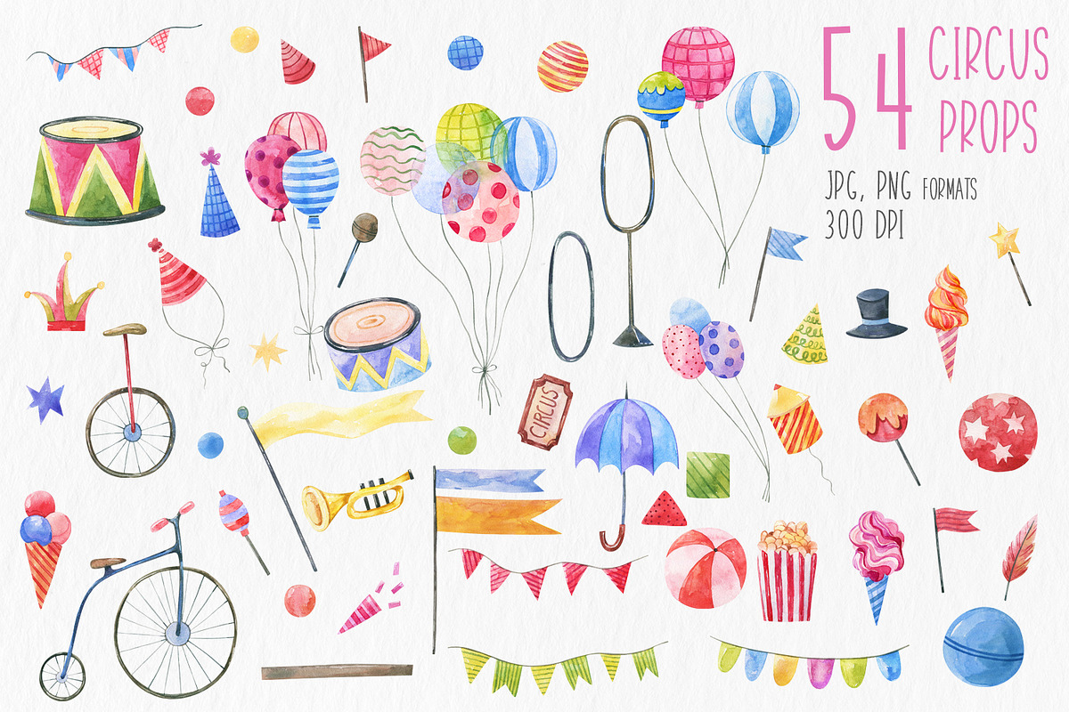 Watercolor Circus Animals Clipart, an Animal Illustration by the_myro (Photo 4 of 16)