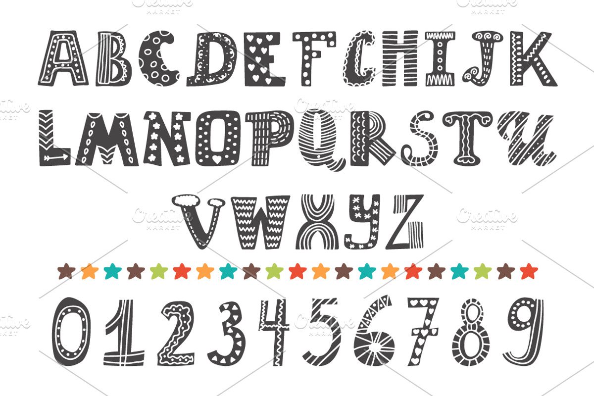 Cute Alphabet and numbers, a Decorative Illustration by Helen Sko (Photo 4 of 5)