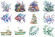 Watercolor Under the Sea Clipart, an Illustration by DreamCafeArt (Thumbnail 3 of 8)
