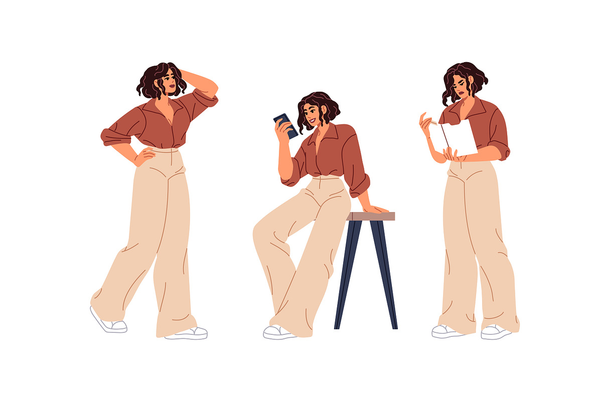 Business woman in various poses set, a Person Illustration by PaperTrident (Photo 2 of 7)