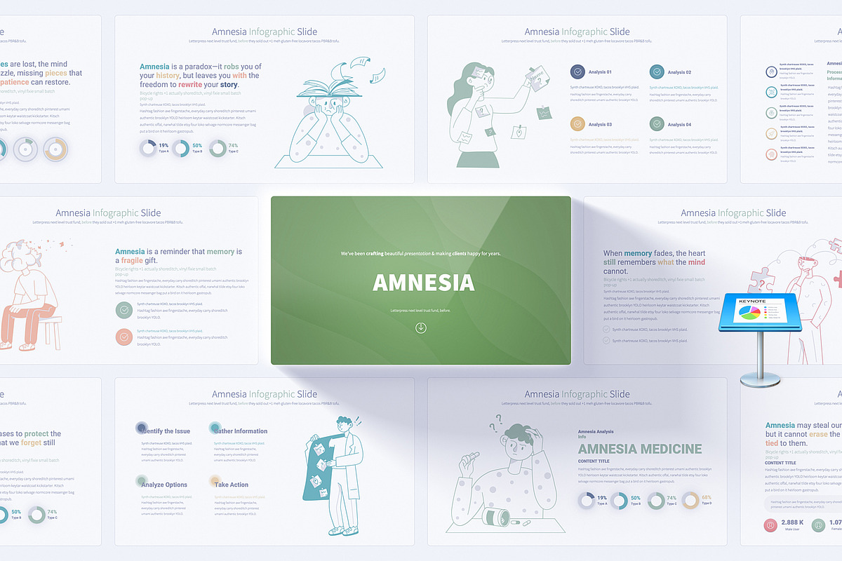 Amnesia Keynote Presentation Slides, a Presentation Template by Pulsecolor