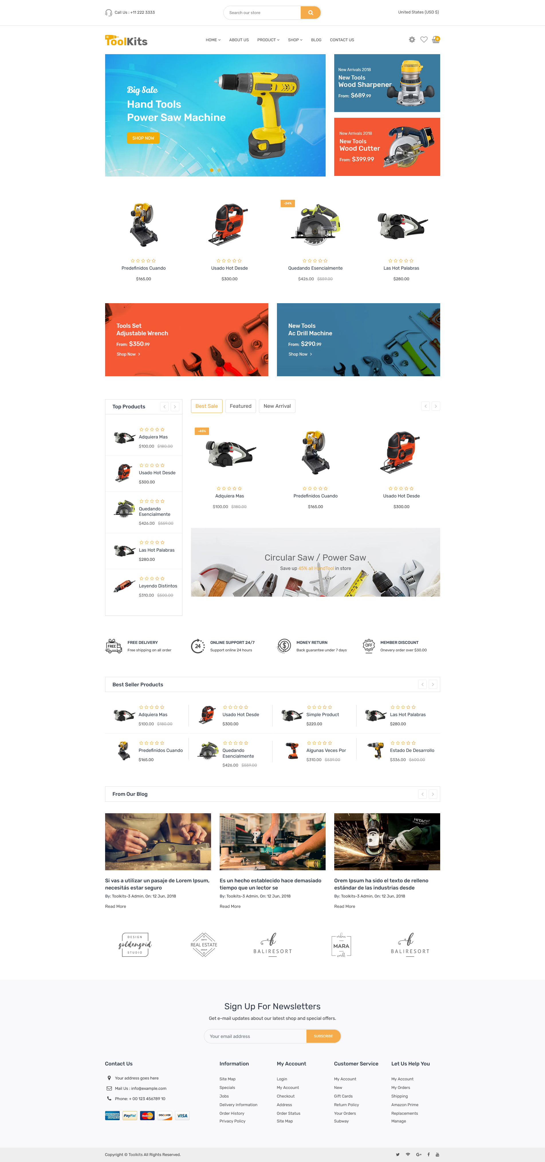 Tools Equipment Store Shopify Theme by Hasthemes  Creative Market