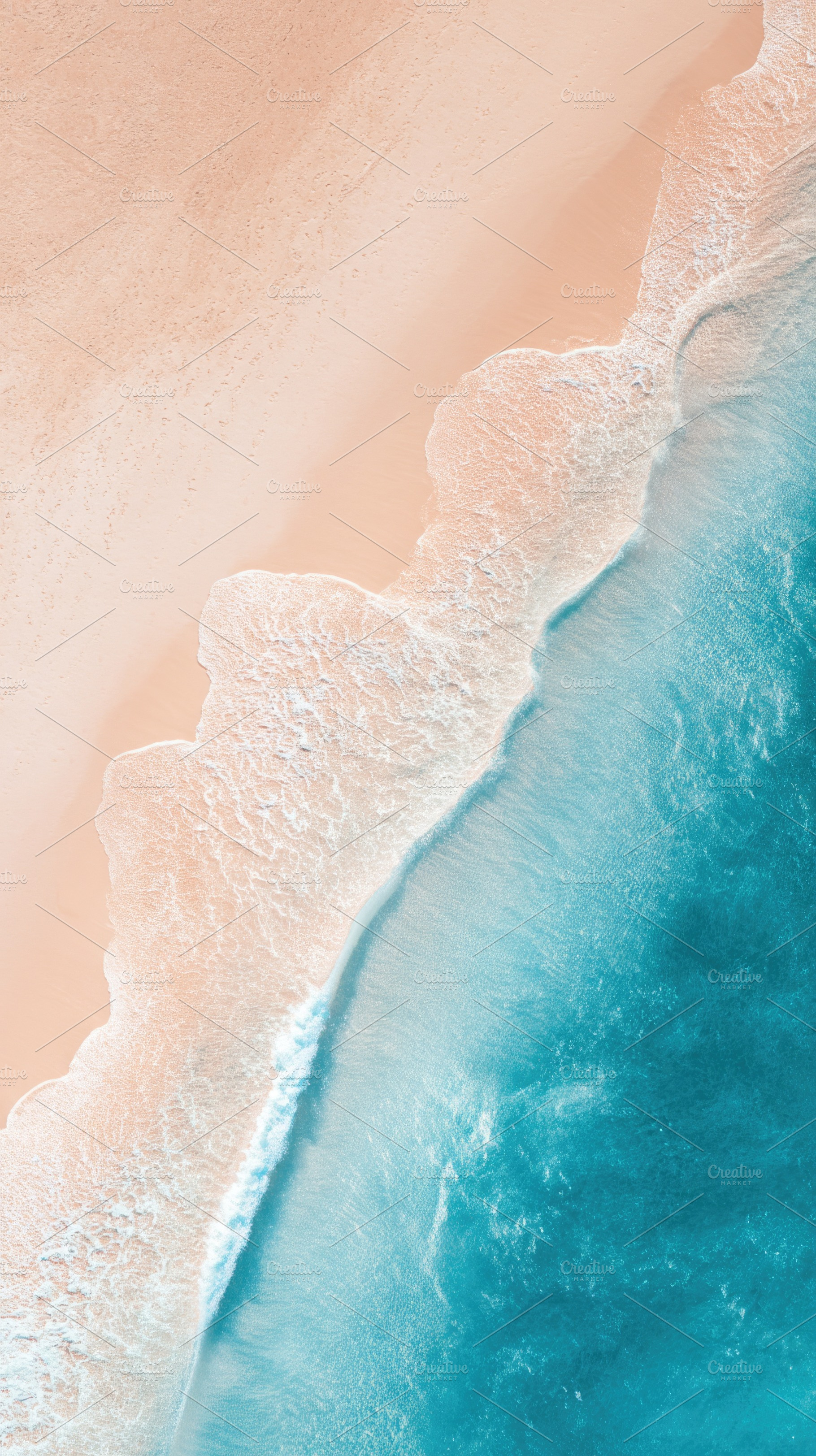 Vertical Aerial Beach Shoreline with Turquoise Ocean and Soft Sa, a Nature Photo by José Manuel Gelpi