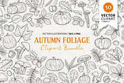 Autumn Fall Foliage Vector Line Art, an Animal Illustration by MadliArt (Thumbnail 1 of 4)