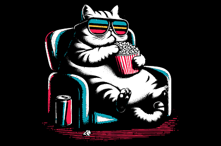 Lazy Cat Eeating Popcorn