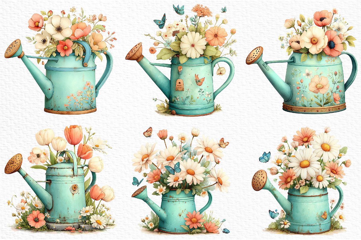Spring Watering Clipart, an Illustration by Craft Nest (Photo 4 of 12)