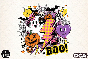 Retro Halloween PNG Sublimation, an Illustration by DreamCafeArt