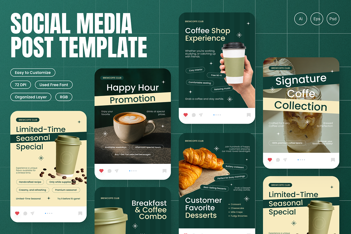 Cafe Shop Opening Instagram Post, a Social Media Template by Annora Studio (Photo 1 of 6)