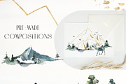 Foggy mountains forest Watercolor, an Illustration by Yuliya Derbisheva (Thumbnail 4 of 13)