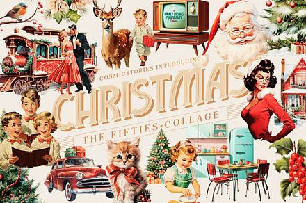 Collage Creator 50's Christmas, an Object Graphic by Cosmic Stories Foundry