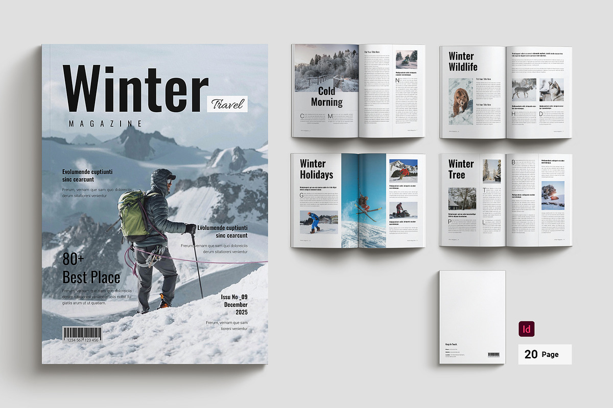 Winter Travel Magazine Template, a Magazine Template by Cleffon_Graphic_Studio (Photo 1 of 11)