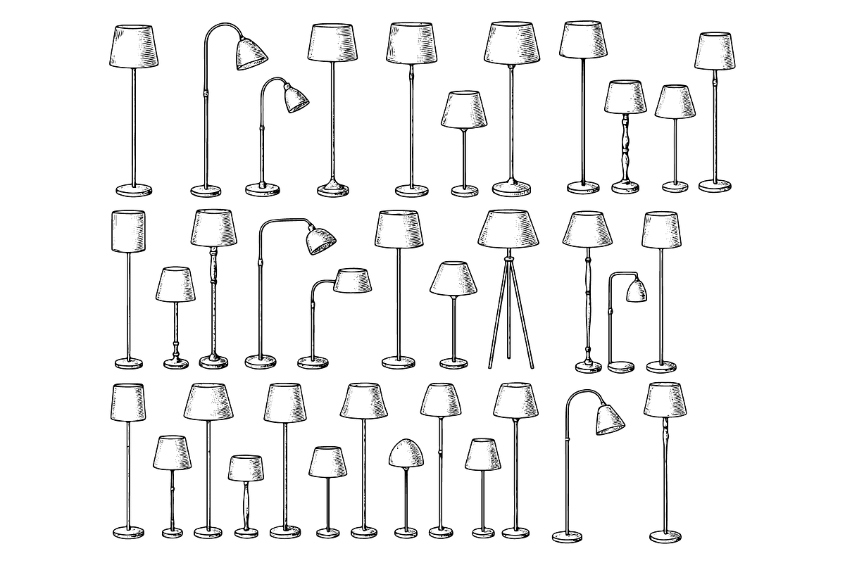 Standing Light Fixtures Set, an Object Graphic by RT Studio
