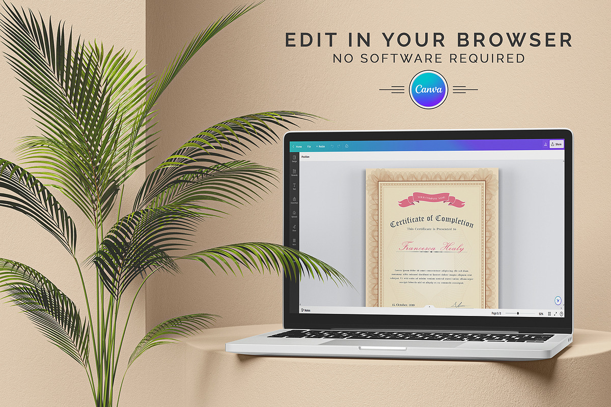Canva Certificate Template, a Stationery Template by DesignDevisers (Photo 7 of 9)