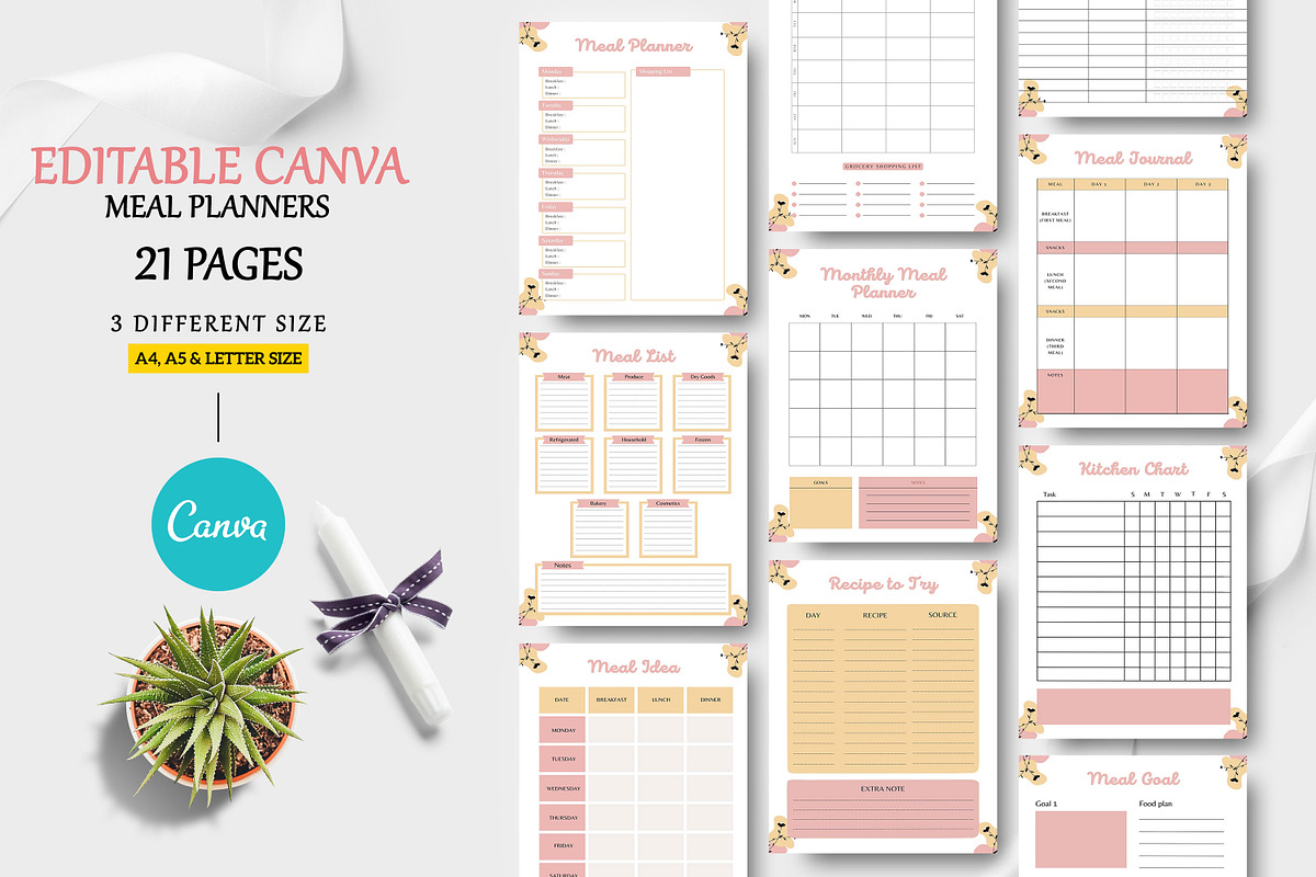 Editable Canva Meal Planner Template, a Stationery Template by Ultimate Template Shop (Photo 1 of 9)