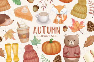 Fall Autumn Watercolor Illustrations, an Animal Illustration by Doodle and Stitch