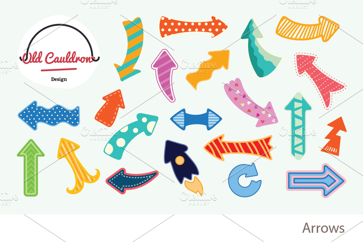 Colorful arrows clipart CL023, an Object Graphic by Old Cauldron Design
