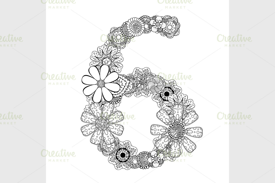 Decorative Number Six by Illustrationartshop  Creative Market